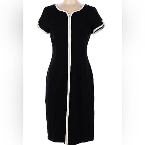 Talbots Color Block Black White Short Sleeve Casual Dress 16P - Picture 1 of 12